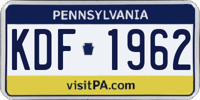 PA license plate KDF1962