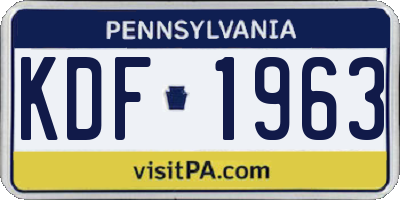PA license plate KDF1963