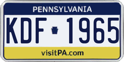 PA license plate KDF1965