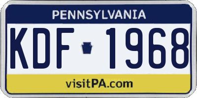 PA license plate KDF1968