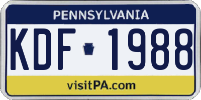 PA license plate KDF1988