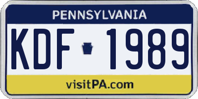 PA license plate KDF1989