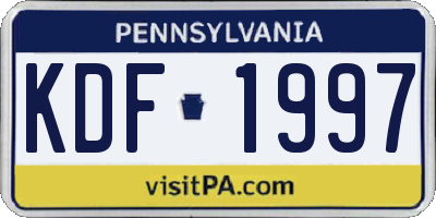 PA license plate KDF1997