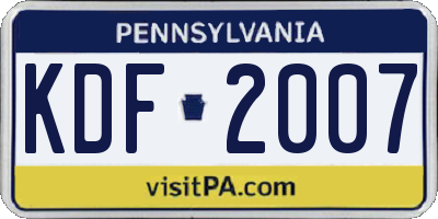 PA license plate KDF2007