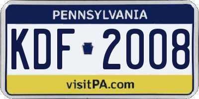 PA license plate KDF2008