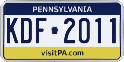 PA license plate KDF2011