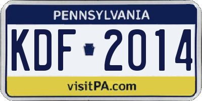 PA license plate KDF2014