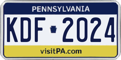 PA license plate KDF2024