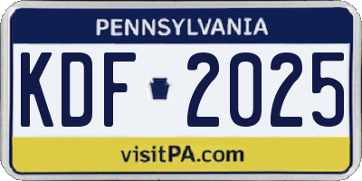 PA license plate KDF2025