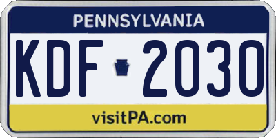 PA license plate KDF2030