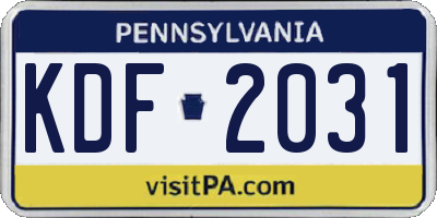 PA license plate KDF2031