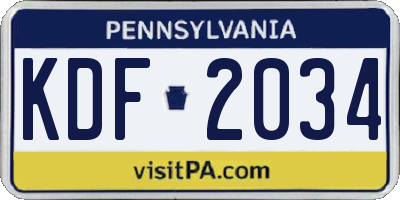 PA license plate KDF2034