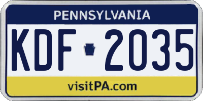 PA license plate KDF2035
