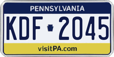 PA license plate KDF2045
