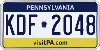 PA license plate KDF2048
