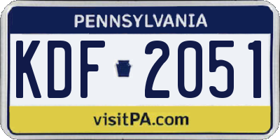 PA license plate KDF2051
