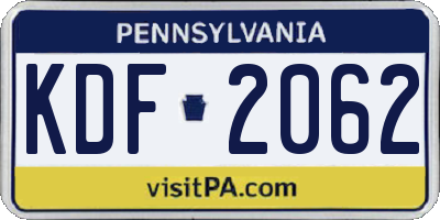 PA license plate KDF2062