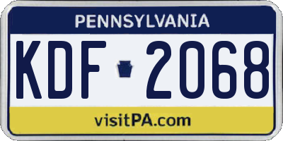 PA license plate KDF2068