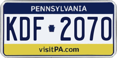 PA license plate KDF2070