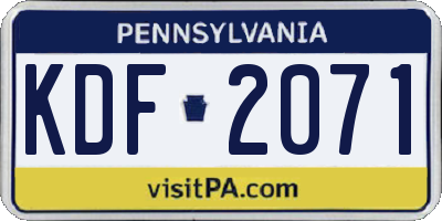 PA license plate KDF2071