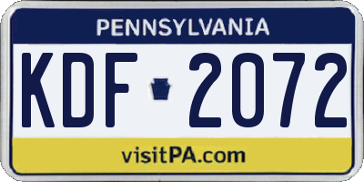 PA license plate KDF2072