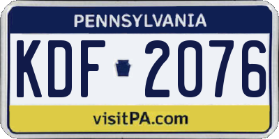 PA license plate KDF2076