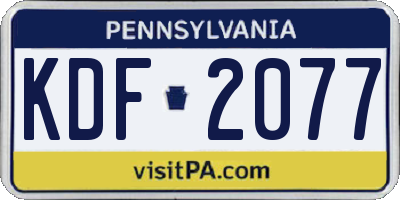 PA license plate KDF2077