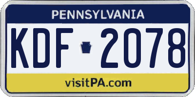 PA license plate KDF2078