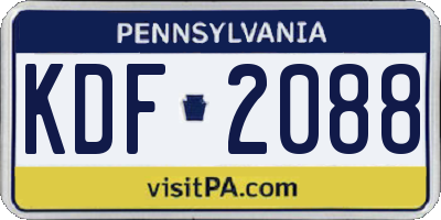 PA license plate KDF2088
