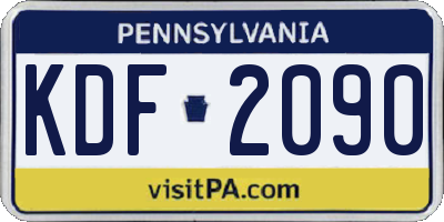 PA license plate KDF2090