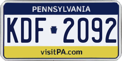 PA license plate KDF2092