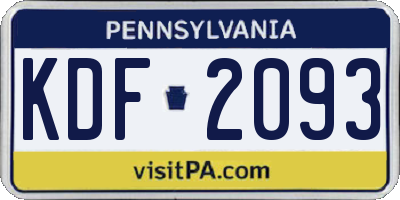 PA license plate KDF2093