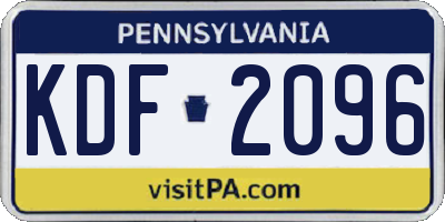 PA license plate KDF2096