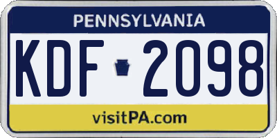 PA license plate KDF2098