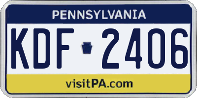 PA license plate KDF2406