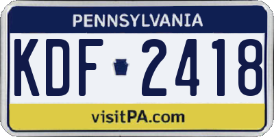 PA license plate KDF2418