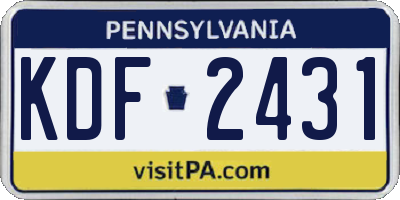 PA license plate KDF2431