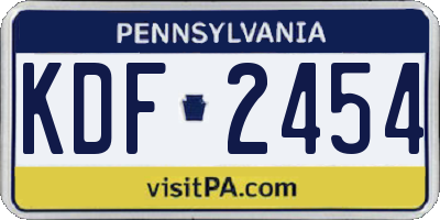 PA license plate KDF2454