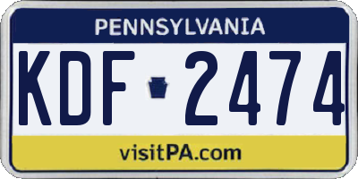 PA license plate KDF2474