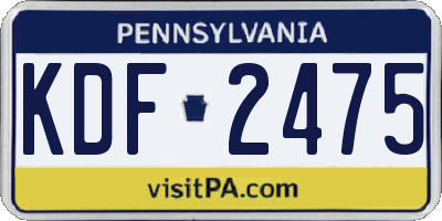 PA license plate KDF2475