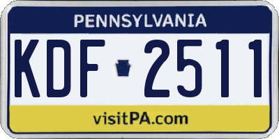 PA license plate KDF2511