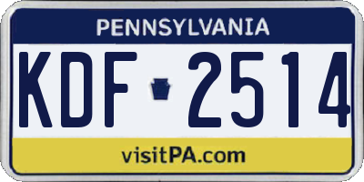 PA license plate KDF2514