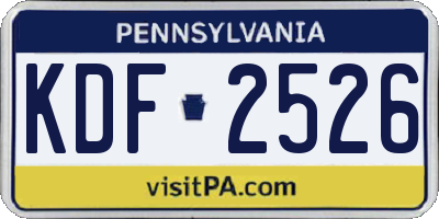 PA license plate KDF2526