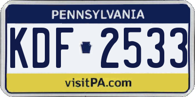 PA license plate KDF2533