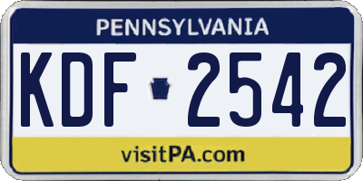 PA license plate KDF2542