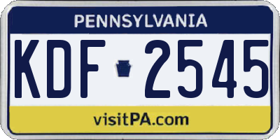 PA license plate KDF2545