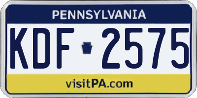 PA license plate KDF2575