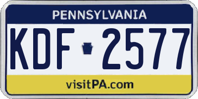 PA license plate KDF2577