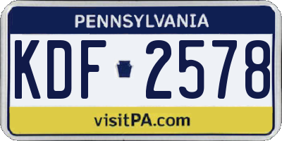 PA license plate KDF2578