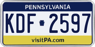 PA license plate KDF2597